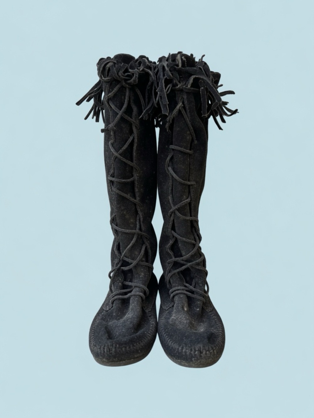Minnetonka Black Fringe Moccasins Boots